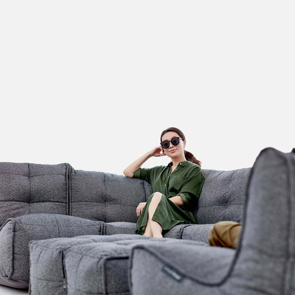 Mod 6 Lounge Max Modulsoffa Titanium Weave utomhus modulsoffa